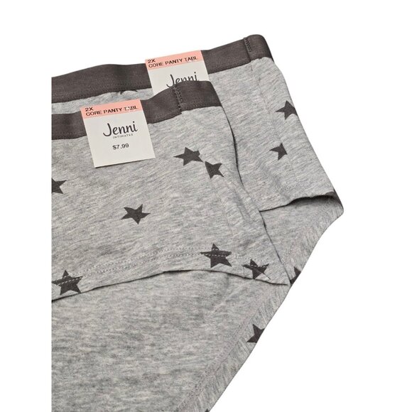 Jenni Set Of 2 Womens Plus 2XL Cotton Hipster Panties Underwear Gray Stars - Picture 3 of 8